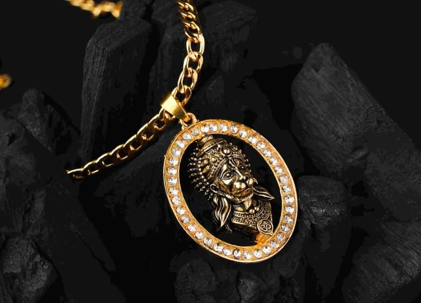 Gold-plated Hanuman  Locket With Chain