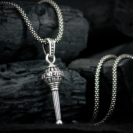 Men's Silver Chain with Gada Pendant